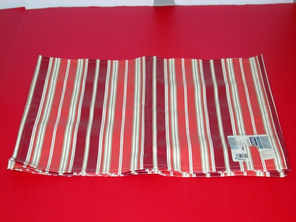 (4) Target Placemats Vinyl Coated Cotton ~ Red Stripes ~ 14" x 19" **NEW** - Image 2 of 2