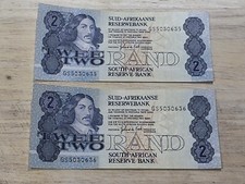 2x South Africa 2 Rand Notes 1981-83 UNCIRCULATED,  Consecutive Serial Numbers 
