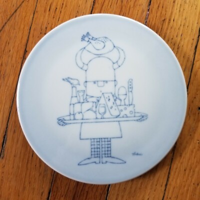 Vintage B & G Antoni Copenhagen Porcelain Chef Wine Cheese Hot Plate Trivet