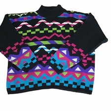 Gitano Women Vntg 80  s graphic Sweater Women Sz. Med. EUC Retro Unique knitwear