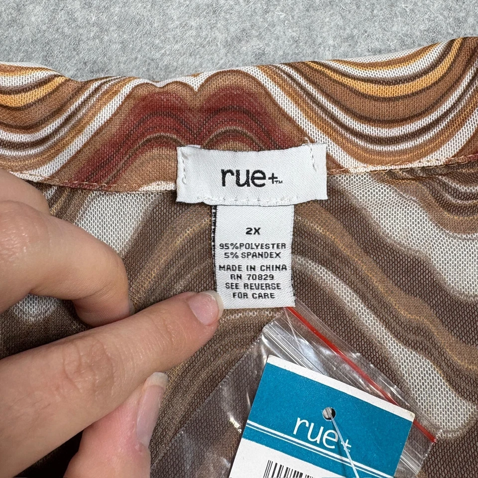 Vestido Mujer Rue 21 2X Naranja Remolino Transparente Chaqueta Hippie Festival Retro Club Y2K Foto 4 de 4