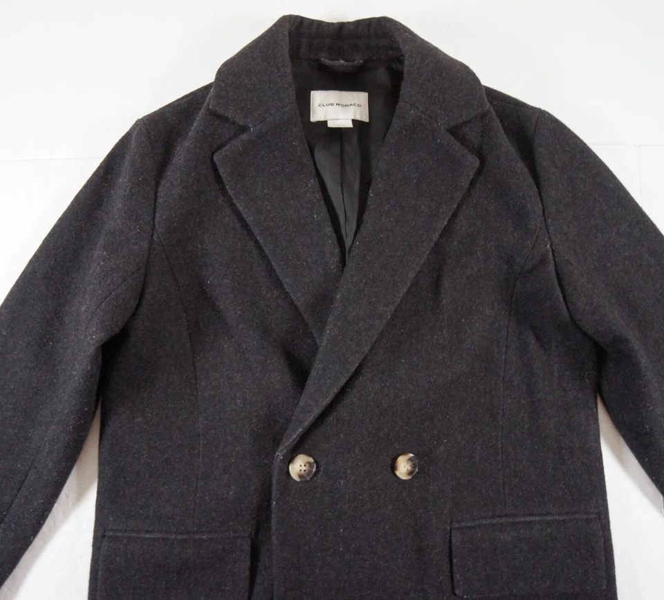 Abrigo Club Monaco Mujer XS Negro Chaqueta Doble Pecho Mezcla Lana Damas Foto 2 de 4