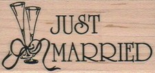 Just Married 1 1/2 x 2 3/4" Rubber Stamp, Word/Phrase Stamp