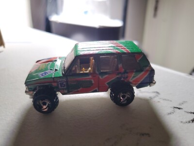 1989 Hot Wheels Land Rover Range Rover Green Brittan Flag Luxury Off Road Loose