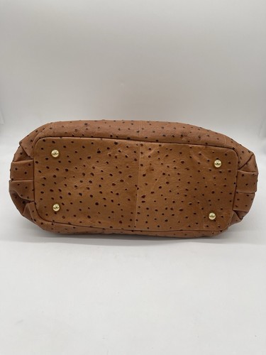 GILI Purse Cognac Brown Ostrich Embossed Leather Large Handbag Purse NICE! - Picture 9 of 14