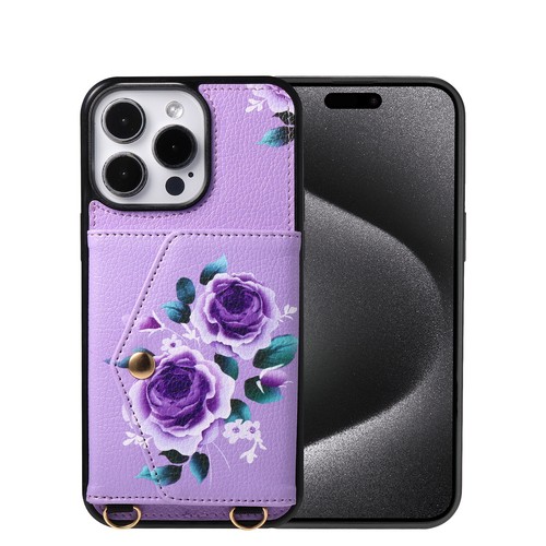 Funda tipo billetera para iPhone 16 15 Pro Max 13 12 flores + bandolera/correa de mano para mujer - Imagen 14 de 15