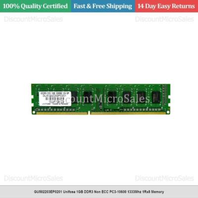 GU502203EP0201 Unifosa 1GB DDR3 Non ECC PC3-10600 1333Mhz 1Rx8 Memory
