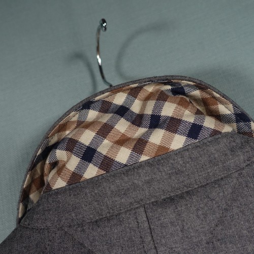 Aquascutum Jacket Mens Small Grey Wool Novacheck Hunting Quilted Overcoat Coat - Picture 11 of 24