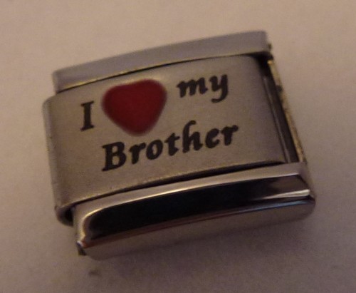 I LOVE MY BROTHER Italian Charm - Red Heart 9mm fits Classic Starter Bracelets - Picture 3 of 3