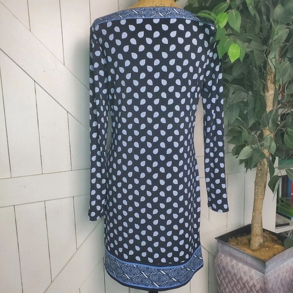 MICHAEL KORS Vestito Blu Mandala Paisley Scollo a Barca Abito Cambio Donna Medium*