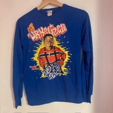 Steve Urkel - 1990s Vintage - Long Sleeve Shirt -Blue-Family Matters-Youth 12-14