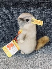 Vint Steiff 5 Piff Woodchuck W/Tag, Button, Fabric Flag Western Germany 2205/12