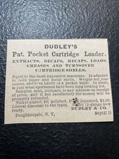 ORIGINAL 1877 Dudley’s Cartridge Loader Gun Advertising - Poughkeepsie New York