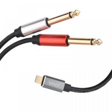 8 Pin to Dual 6.35mm 1/4" Jack Audio Cable for i Phone Pad to Amplifier Mixer 3m