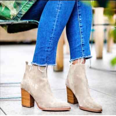 Marc Fisher Alva Suede Ankle Boots Women's Size Neutral Grey