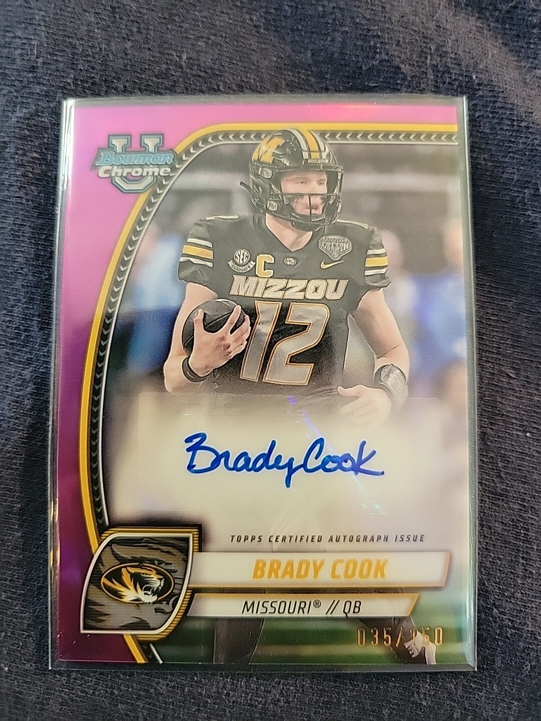 2024 Bowman U Chrome Brady Cook Fuchsia Refractor Auto /150 Missouri Pink PA-BCO