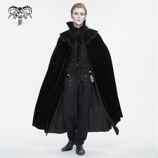 Devil Fashion Men Black Gothic Vampire Lace Trimmed Velvet Cape Cosplay Vampire