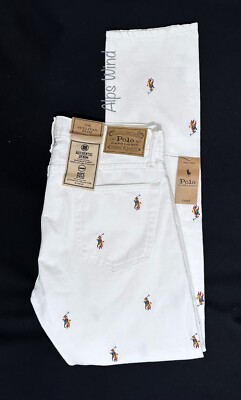 POLO RALPH LAUREN ホワイトスラックス 33/34 Polo Ralph Lauren Sullivan Slim Fit Embroidered Pony Cotton