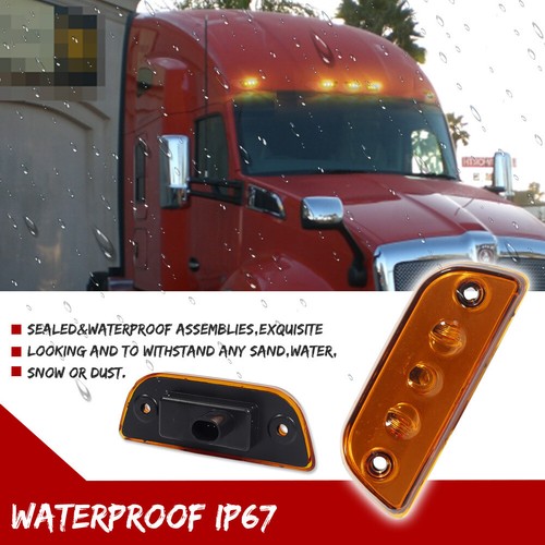 5pc/Set Amber Lens LED Roof Clearance Marker Lights For Kenworth T680 T770 T880 - Picture 4 of 12