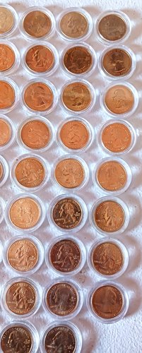 Gold Toned Quarters State Territories Individual Cases Uncirculated 116 Quarters - Picture 16 of 21