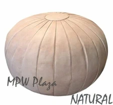 MPW Plaza Pouf, Deco, Natural, Moroccan Leather Ottoman (Un-Stuffed)