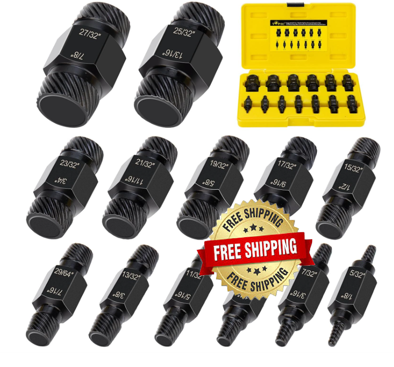 2 en 1 Extractor de Tornillos 13PCS Doble Cabeza para Pernos Dañados