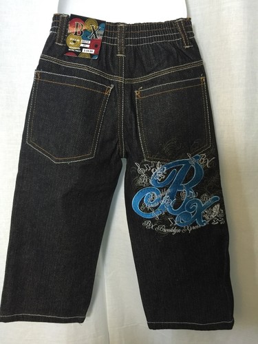 Brooklyn Xpress Kids Boys Girls 2T Jeans Navy Blue Denim Pants Embroidered New - Picture 5 of 5