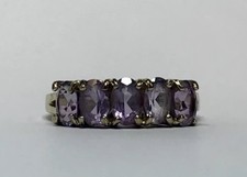 Beautiful Gold Plated Sterling Silver Oval Cut Amethyst Ring 925 Size 8.25