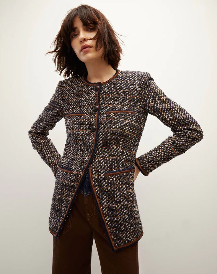 AUTH VERONICA BEARD ALESSIA BOUCLÉ TWEED JACKET Navy Multi | eBay