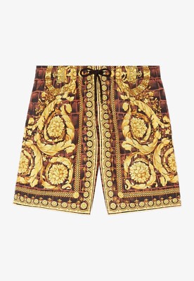 (NO CUSTOMS TAX) VERSACE yellow barocco baroque print swim shorts Size 4 Medium