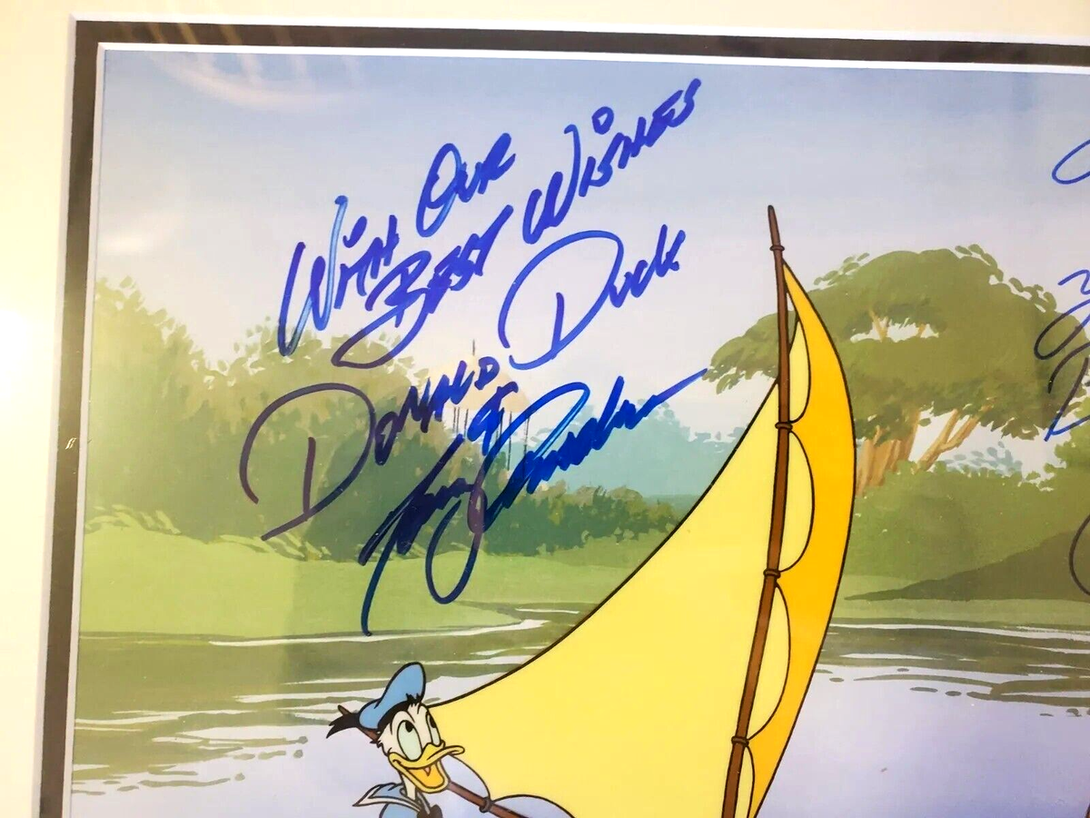 🟢 Goofy cel Donald Duck Disney Sericel signed Voices Farmer