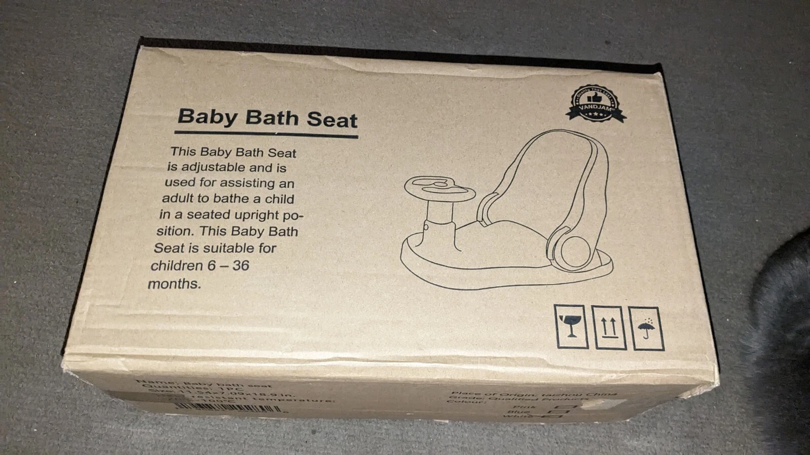 VANDJAM ™ Baby Bath Seat with Foam Kneeler Pad, Thermometer & Bath Toy – White
Opens in a new window