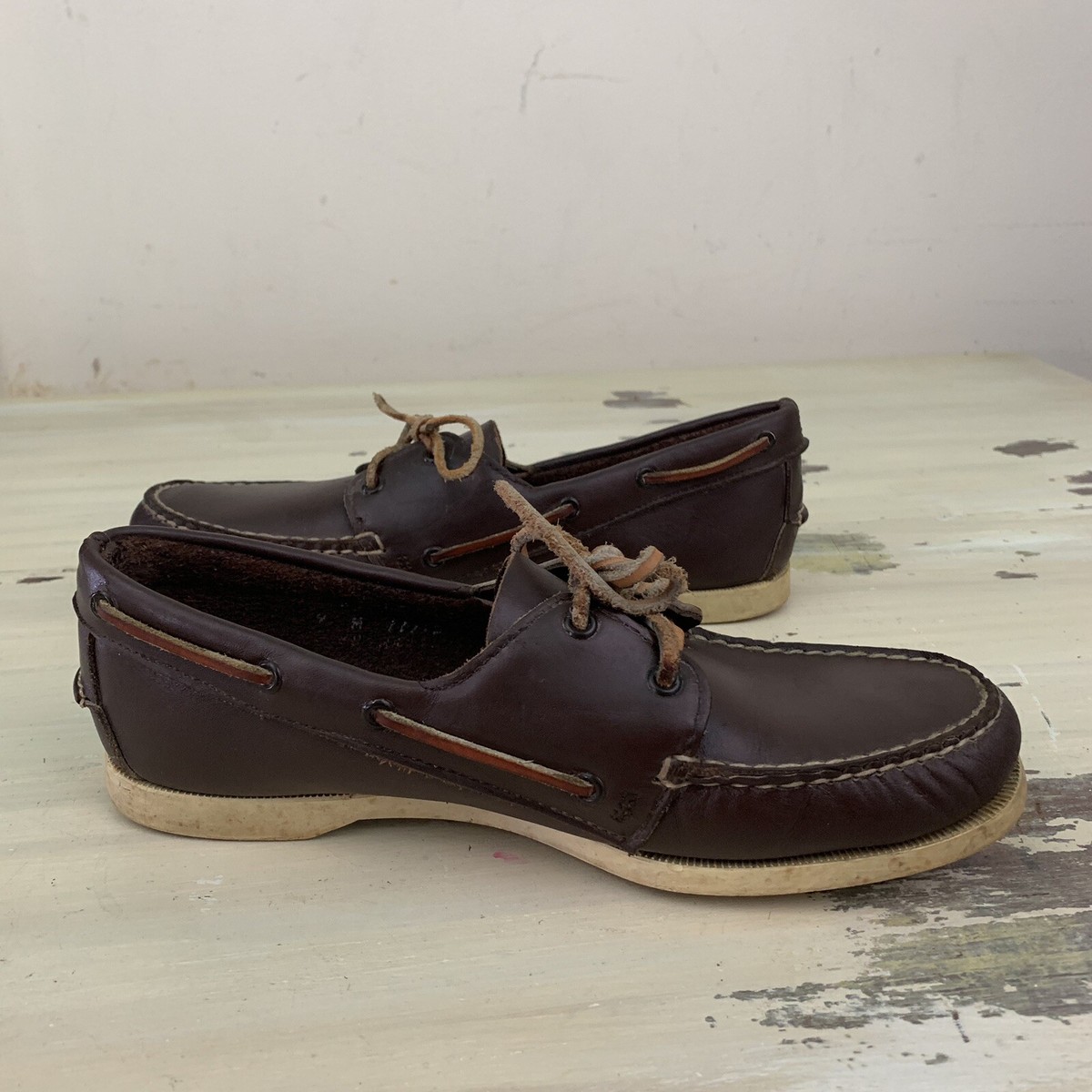 DEXTER - DEX Vtg 80s Classic Brown Leather Boat Shoes