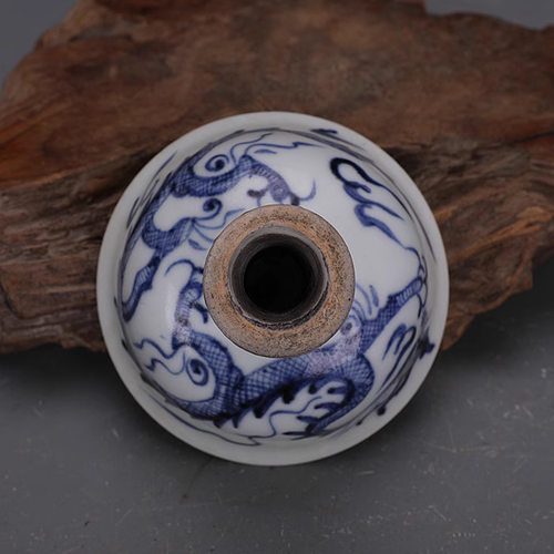 Delicate Chinese Hand Painting Blue&white Porcelain Dragon High foot Bowl - Picture 6 of 6