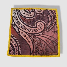 Etro Men's Red Silk Printed Contrast Border Pocket Square Handkerchief