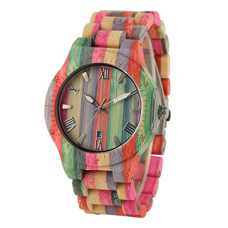Mujeres Hombres Cuarzo Bambú Relojes Reloj Madera Pareja Relojes Natural Multicolor Foto 3 de 4