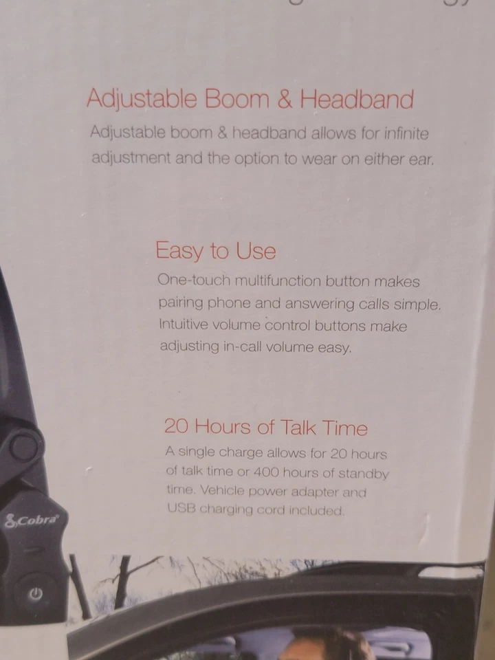 Cobra Heavy Duty Bluetooth Headset T5 Sonance Noise Canceling CWA BTH1 PLUS NEW - Image 4 of 4