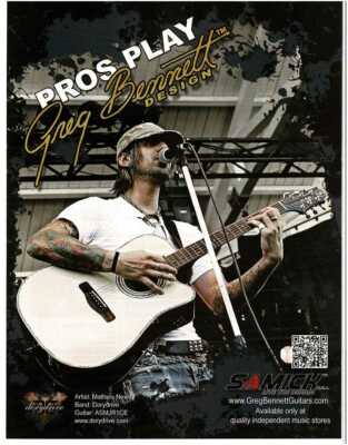 2011 SAMICK Greg Bennet Acoustic Guitar MATHIEU NEVITT Dorydrive magazine ad
