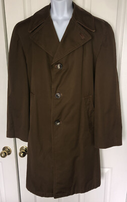 VTG CORTEFIEL 70 s Removable Wool Lining Men s Button Up Overcoat 44 XL