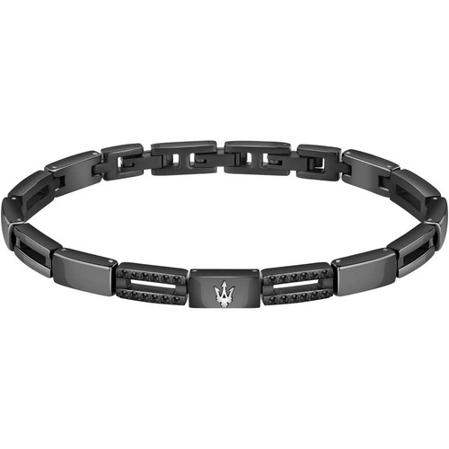 Bracelet Acier Inoxydable Avec Céramique Blanche Et Noire - Idée Cadeau Mode, Bijou Pierre