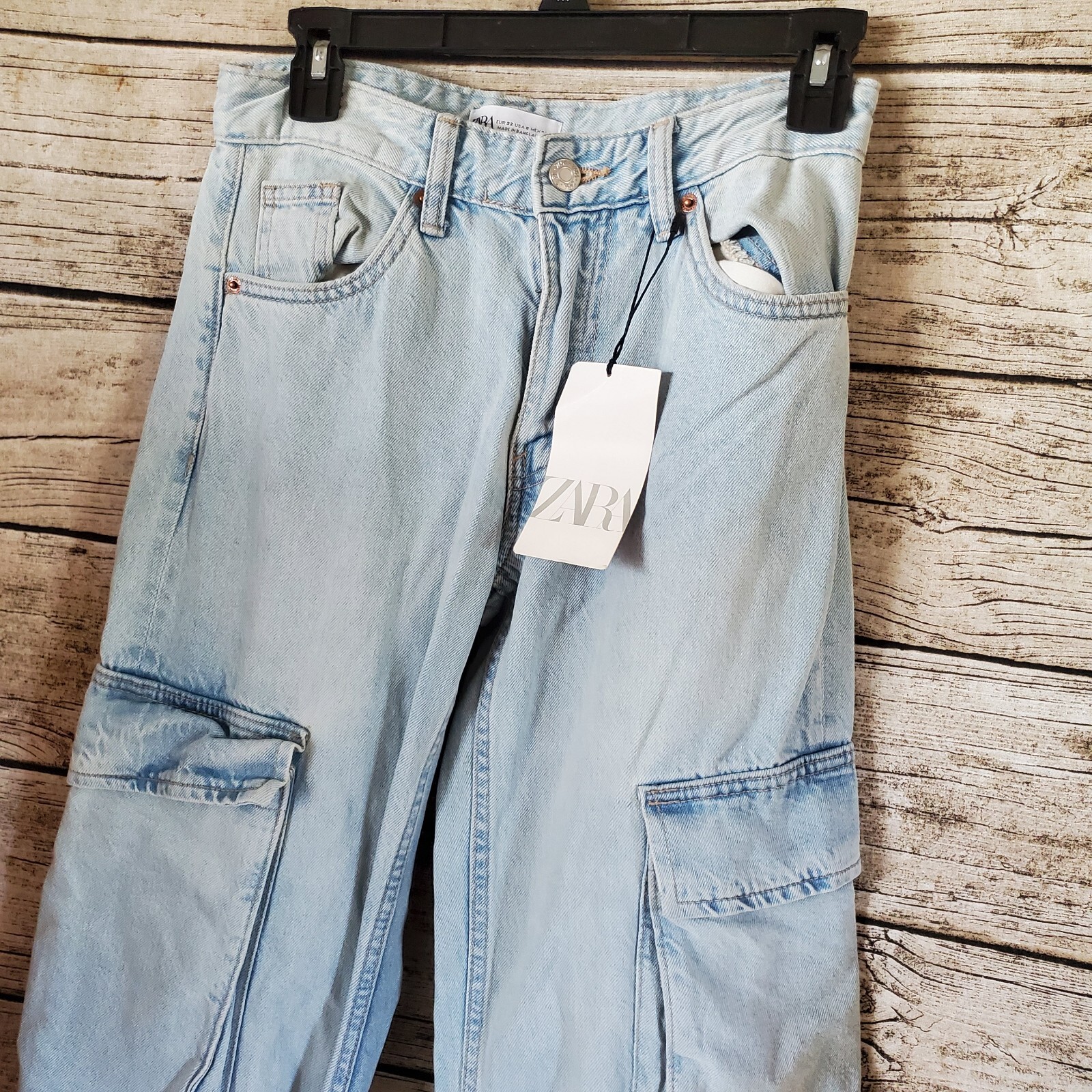 Zara MID-RISE TRF CARGO JEANS SIZE 0 NWT image 4