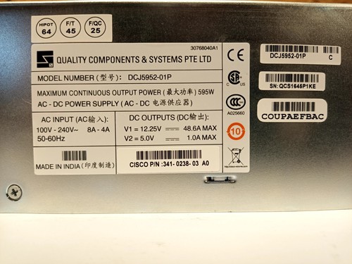 Cisco 341-0226-03 QCS 290W Switching Power Supply PSU for 2921 2951 Routers - Picture 6 of 6