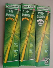 Lot 3 Boxes Ticonderoga Pencils #2 HB Cedar Wood Latex-Free, 12 Count Each Pack