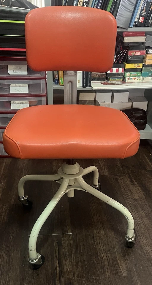 Steelcase Inc 1960s Orange Swivel Metal Office Chair. Mid Century Modern - Image 2 of 4