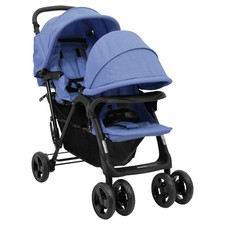 Kinderwagen Kinderkarre Buggy Zwillings-Geschwisterwagen Marineblau Stahl