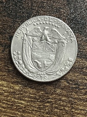 1979 Panama Vn Cvarto 1/4 de Balboa AU Almost Uncirculated Rare