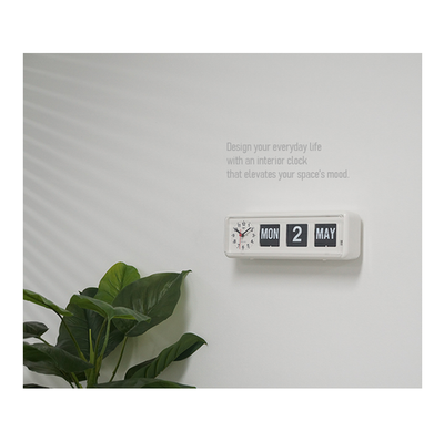 TWEMCO BQ-38 White Wall/Desk Clock with Perpetual Calendar, Retro