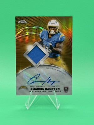 2025 Topps Chrome - Omarion Hampton #RPA-OH Rookie Patch Auto /50 Chargers