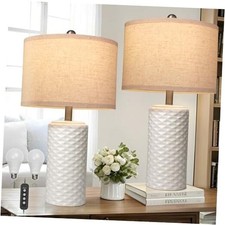 23" Bedside Lamps Set of 2, Dimmable Ceramic Table Lamps for Night Stands