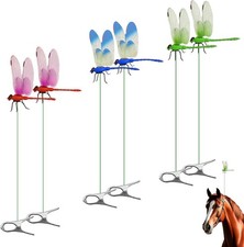 3 OR 6Pk Dragonfly Clip 3D Dragonfly Garden Stakes DecorFly Deterrent Dragonfly
